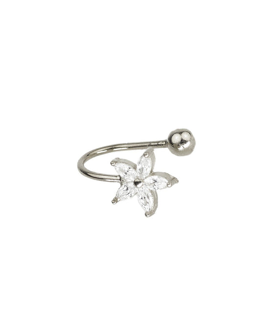 Flower ear cuff silver