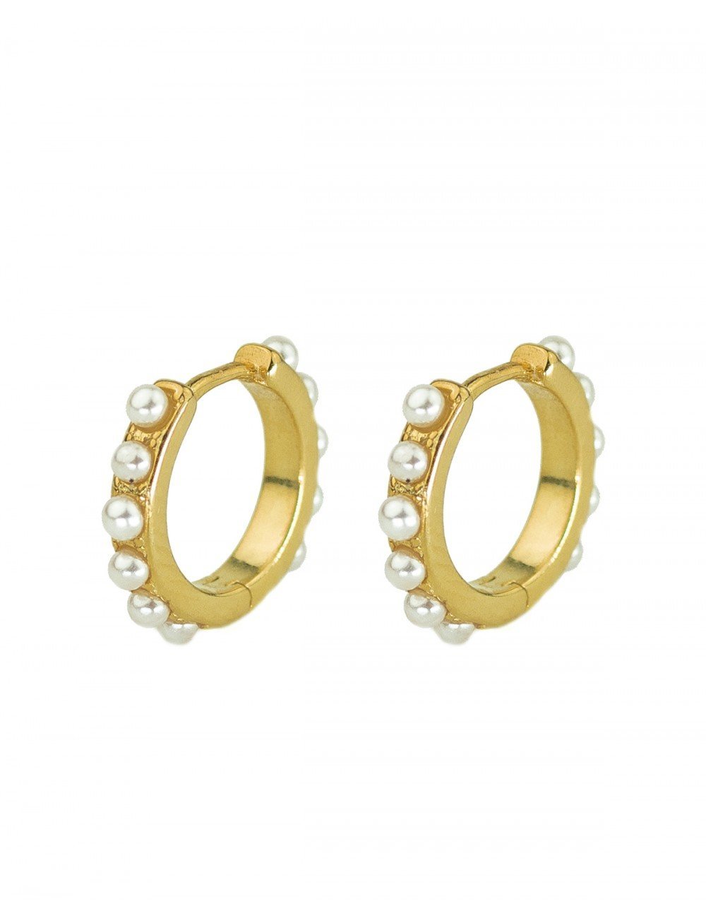 Pearl hoops gold - Gold earrings - Trium Jewelry