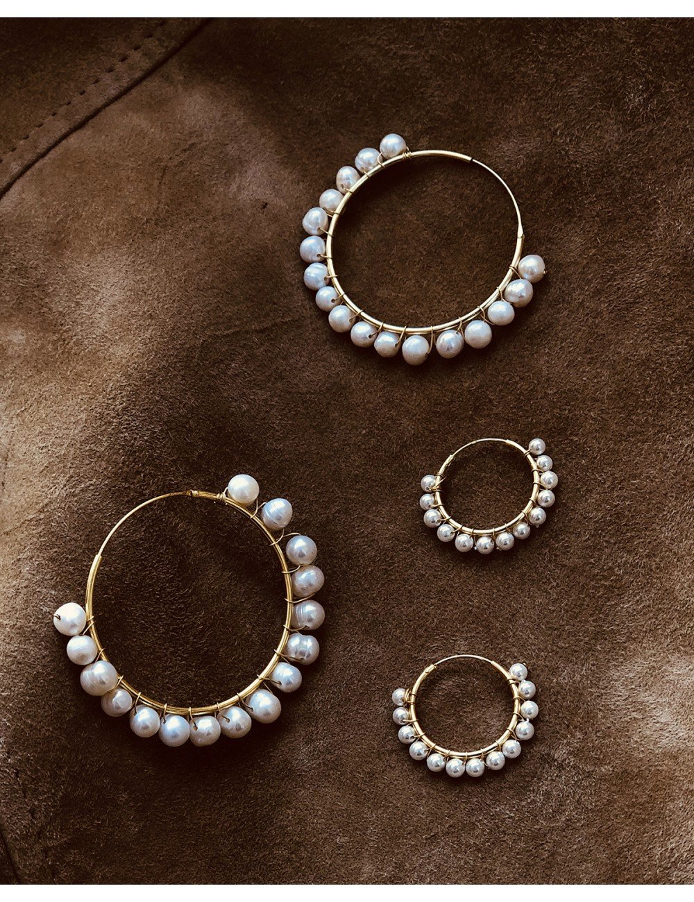 Pearl hoop gold - Gold earrings - Trium Jewelry