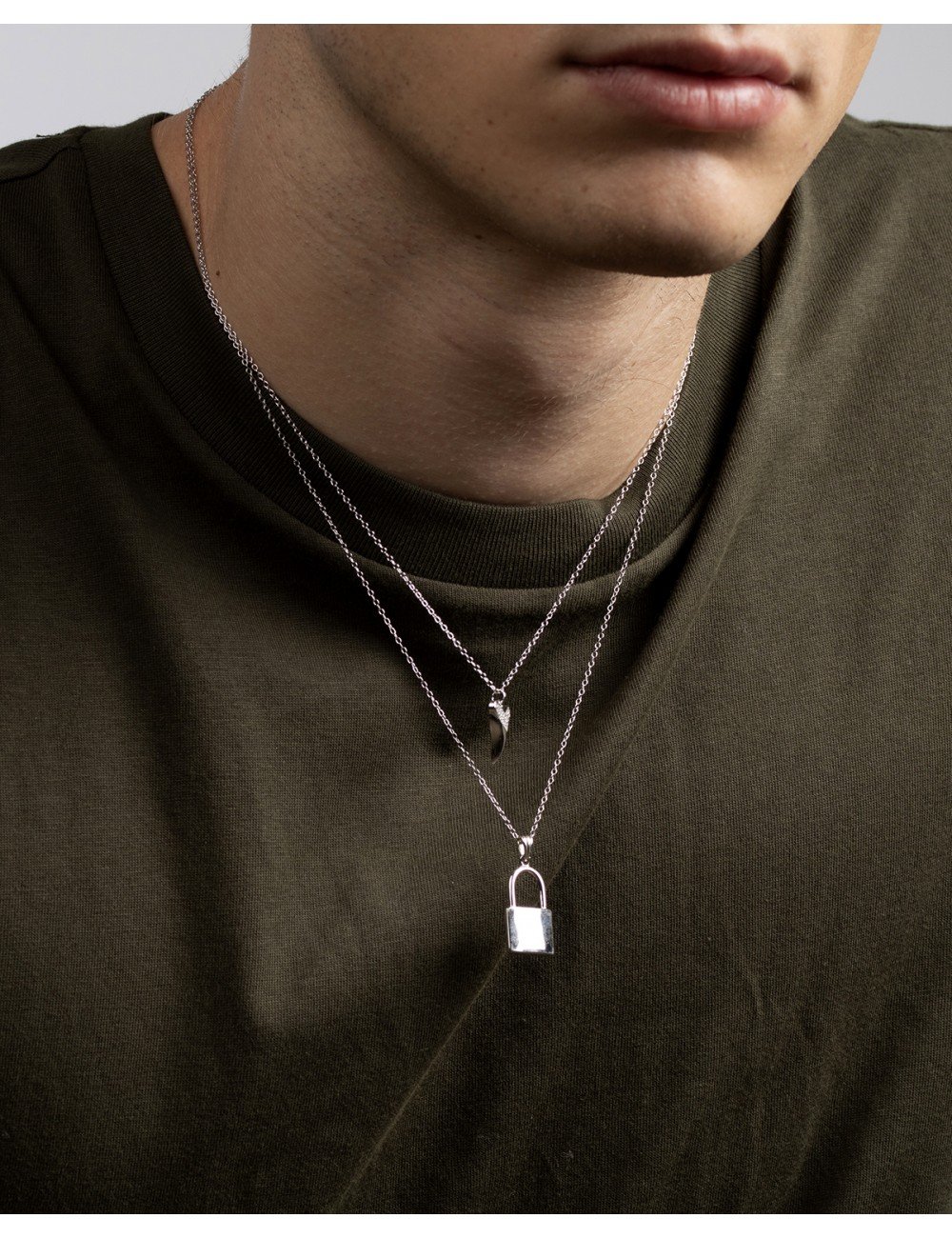 Lock Silver Silver Necklaces Trium Jewelry Men Collection
