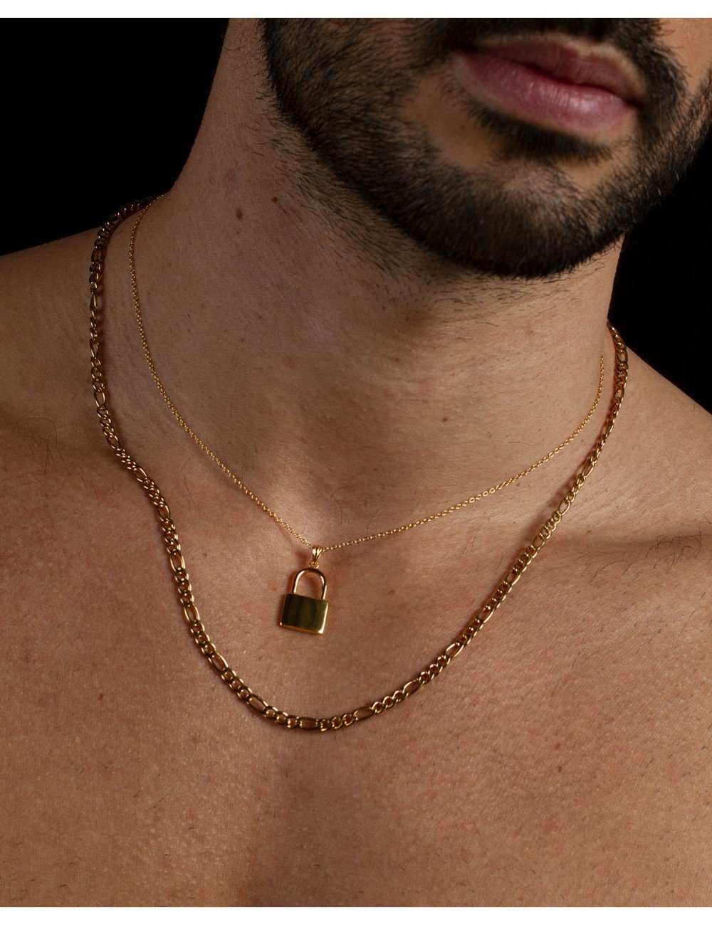 3 Layer Chain Necklace With Padlock | Mens chain necklace, Chain necklace,  Layered chain necklace