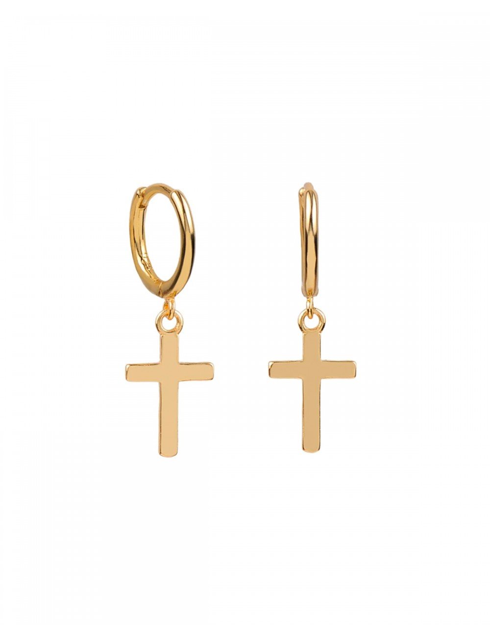 Cross hoop gold - Gold earrings - Trium Jewelry