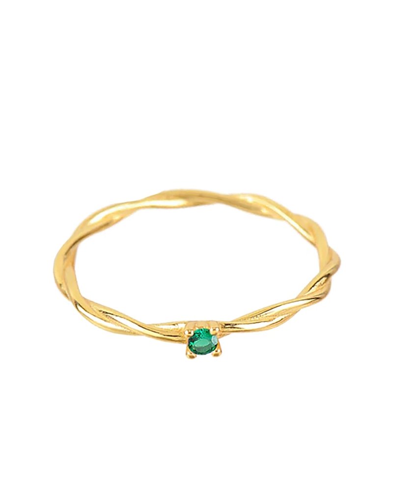 Green solitaire gold - Gold rings - Trium jewelry