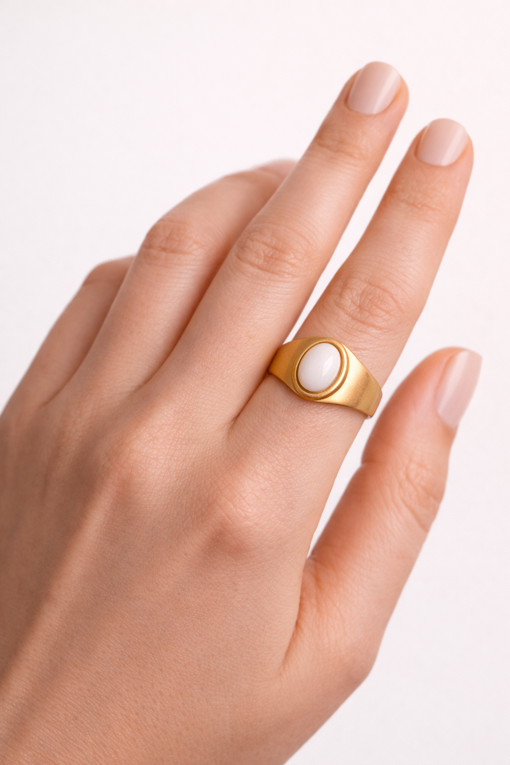 White Jade Gold Ring
