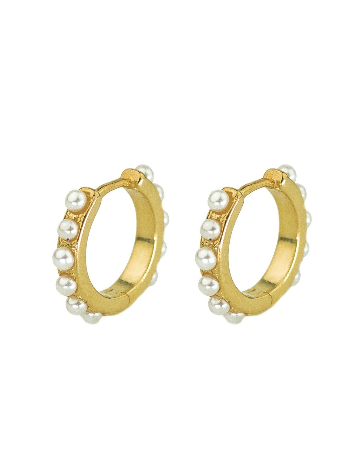 Pearl hoops gold