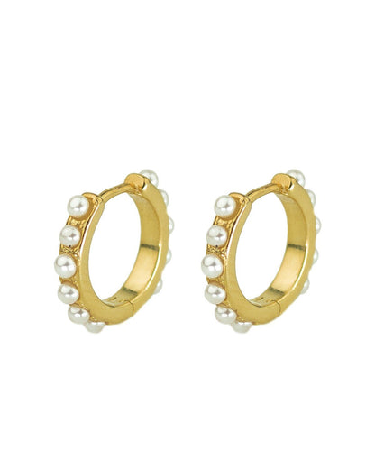 Pearl hoops gold