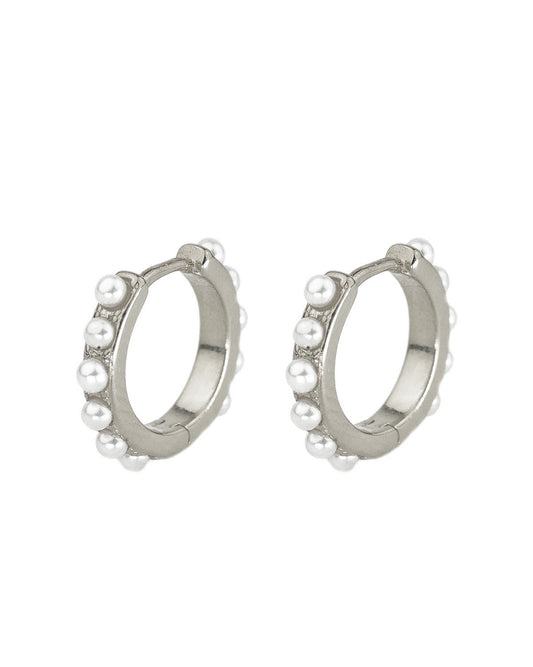 Pearl hoops silver