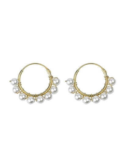 Pearl hoop gold