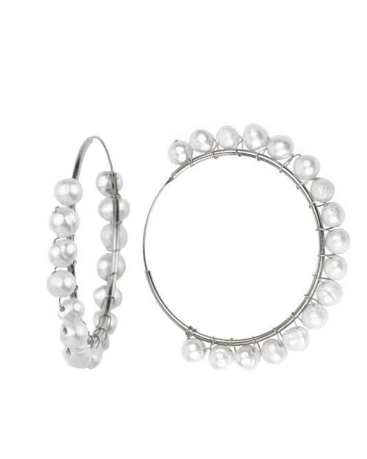 Pearl hoop silber