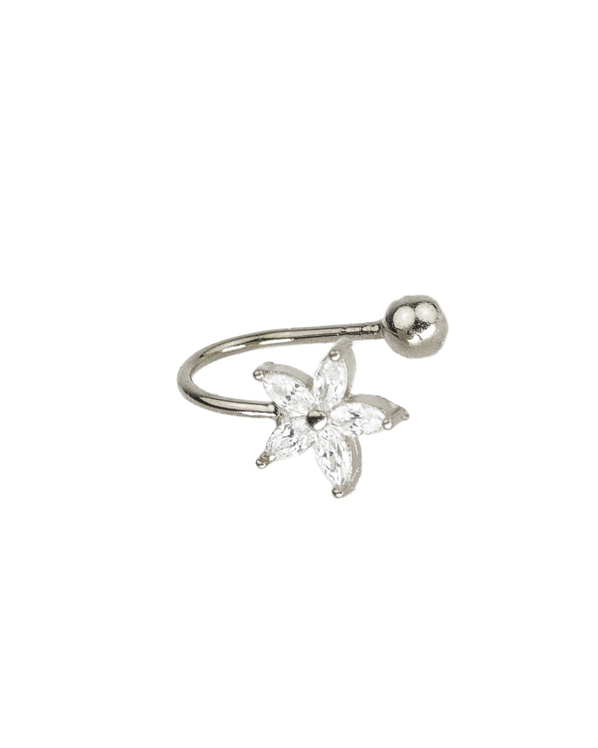 Flower ear cuff silver