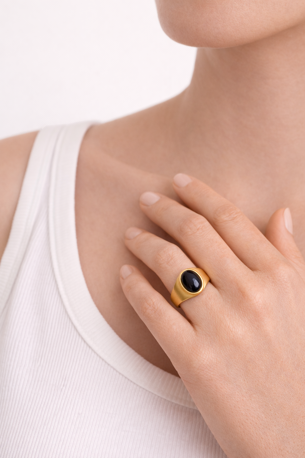 Black Obsidian Gold Ring