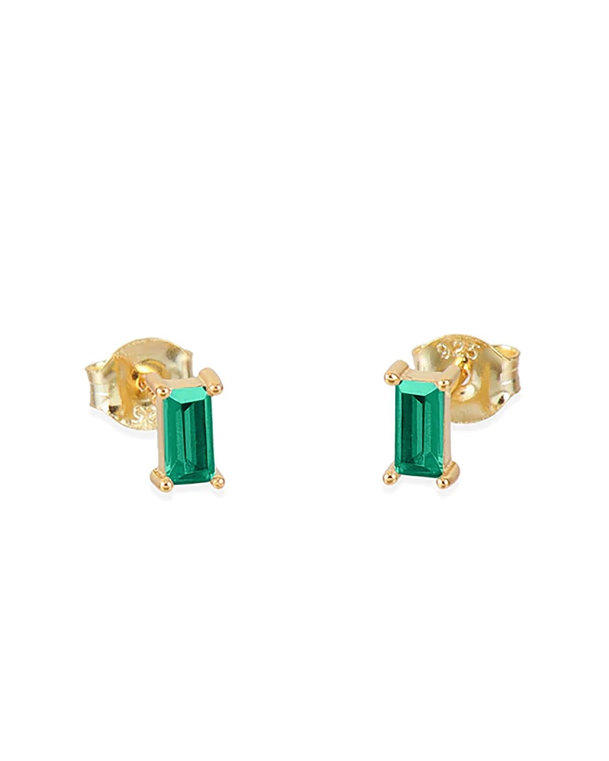 Emerald baguette stud gold