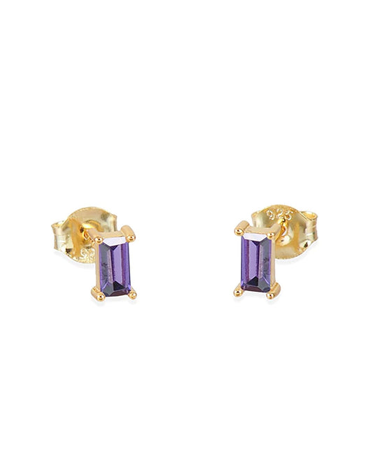 Purple baguette stud gold