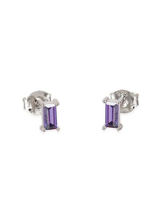 Purple baguette stud silver