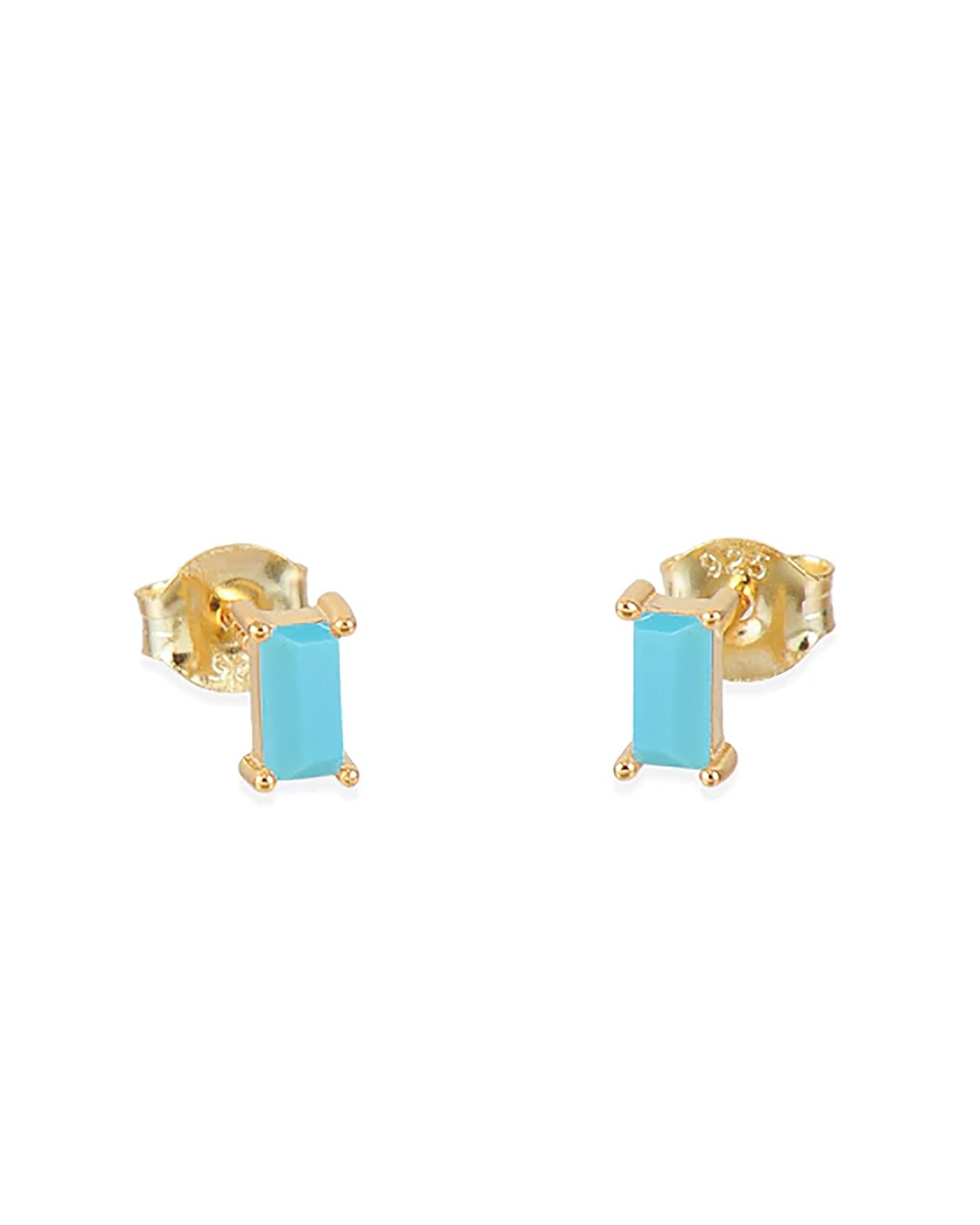 Turquoise baguette stud gold