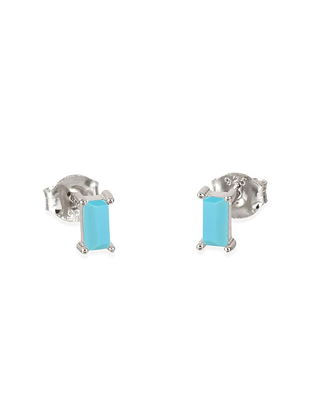 Turquoise baguette stud silver