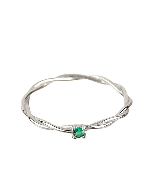 Green solitaire silver