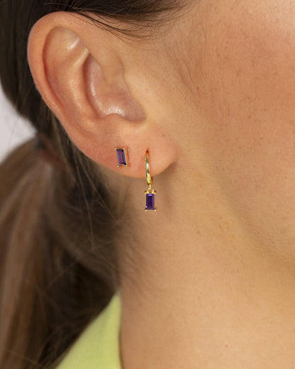 Purple baguette stud gold