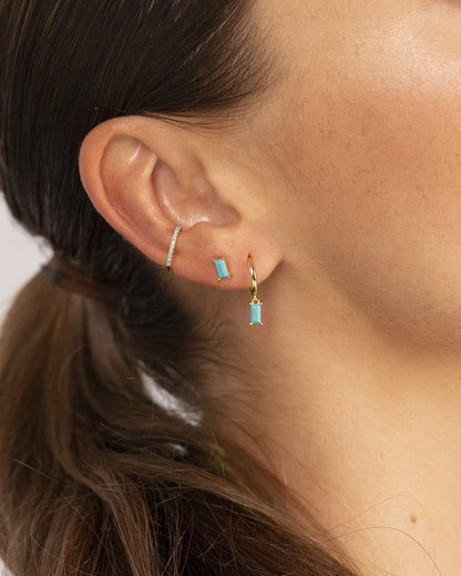 Turquoise baguette stud gold