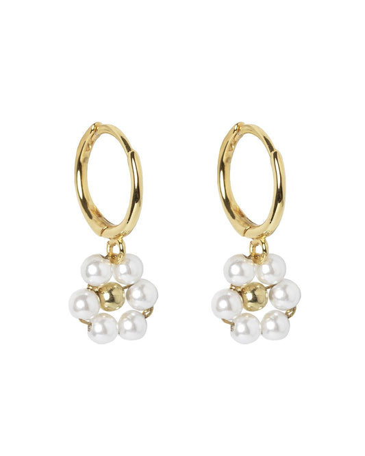 Daisy pearl hoops gold