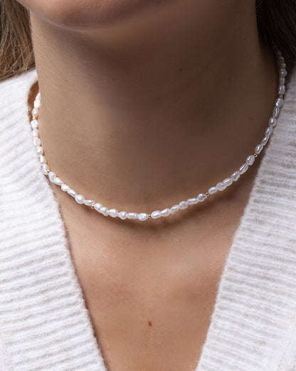 Rice pearl gold choker