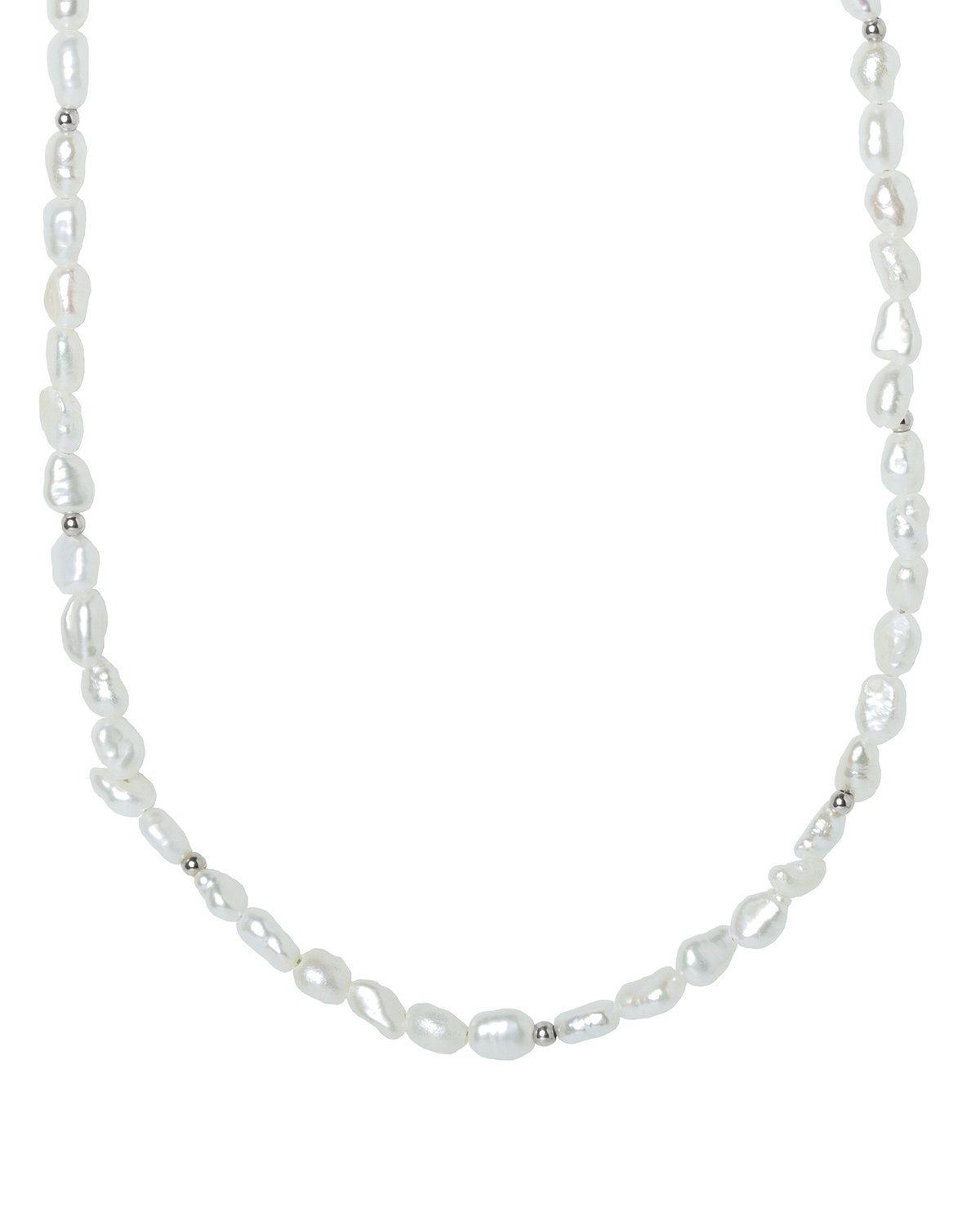 Rice pearl silver choker