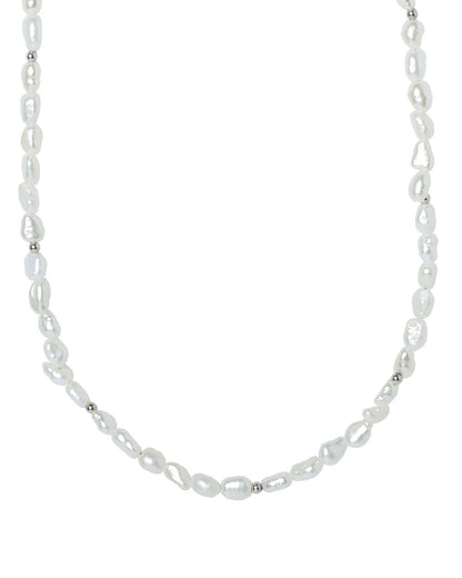 Rice pearl silver choker