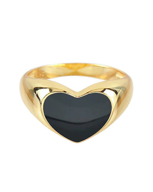 Black Heart Signet Gold