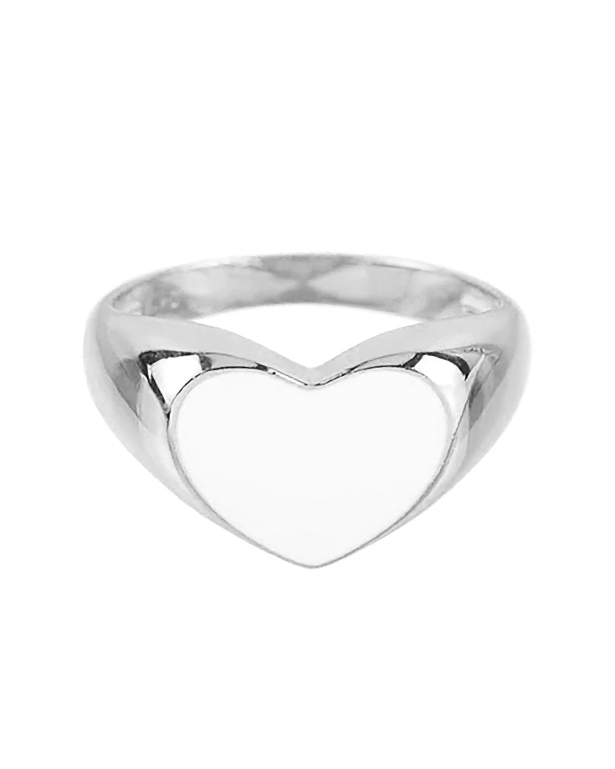 White Heart Signet Silver