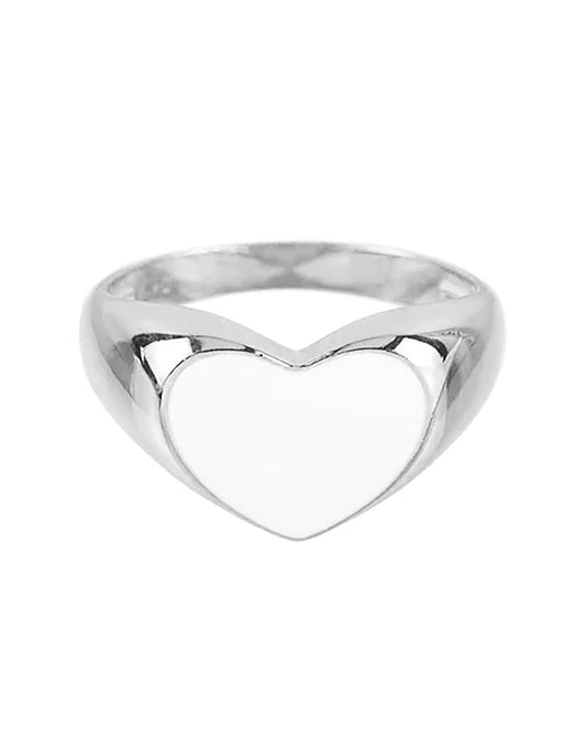 White Heart Signet Silver