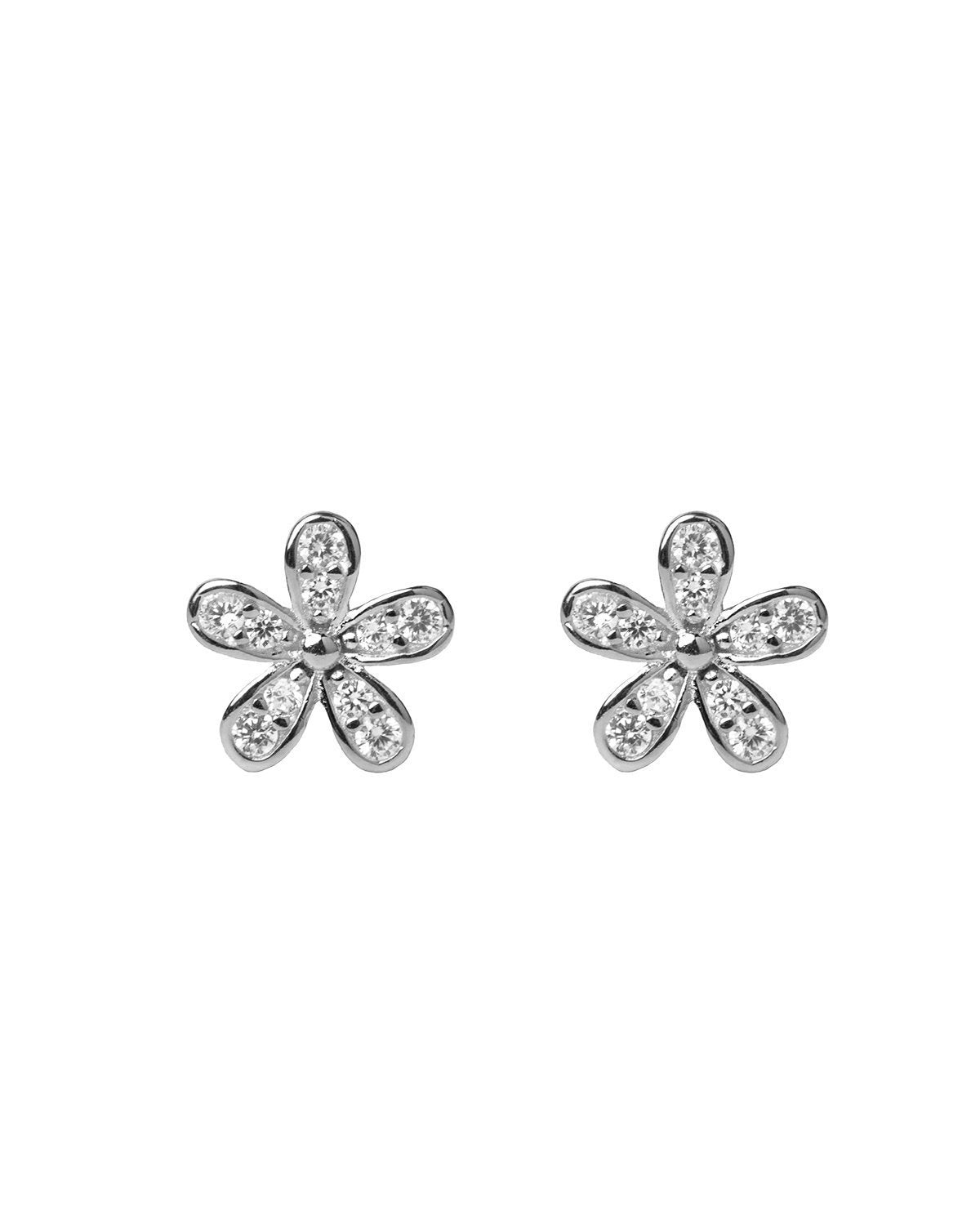 Flower silver studs