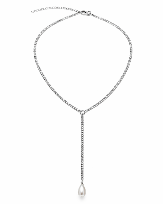 Couture Pearl Lariat Silver
