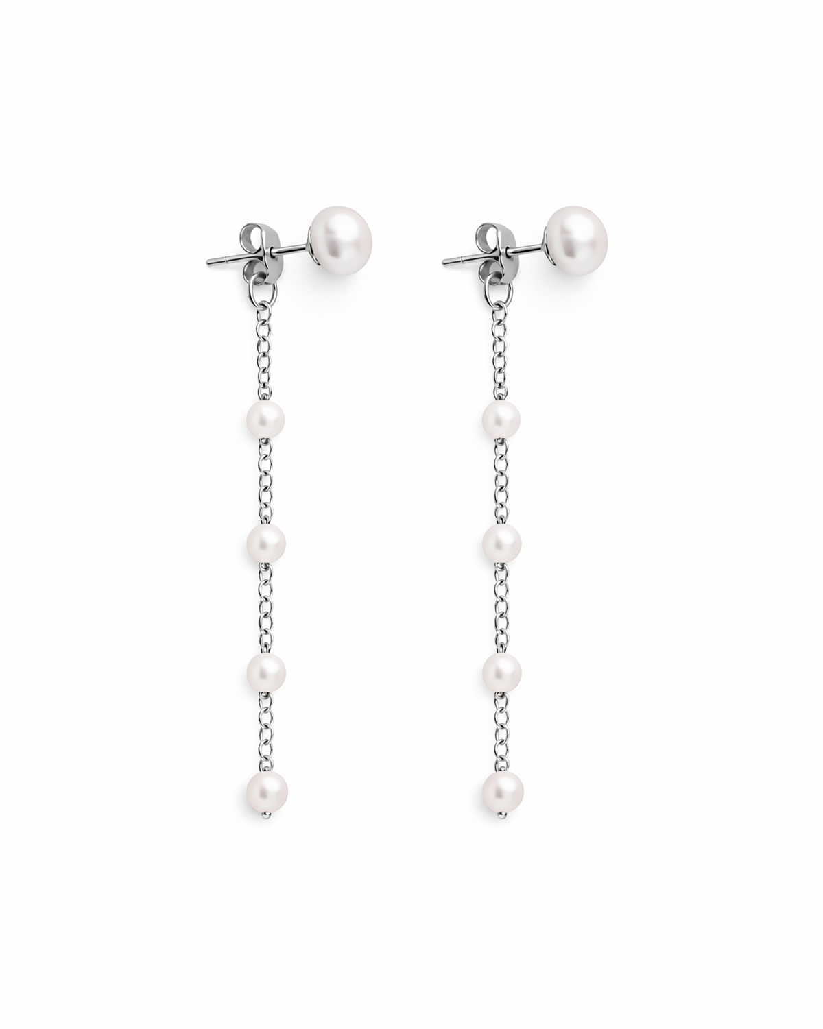 Dangle Pearl Ear Jacket Silver