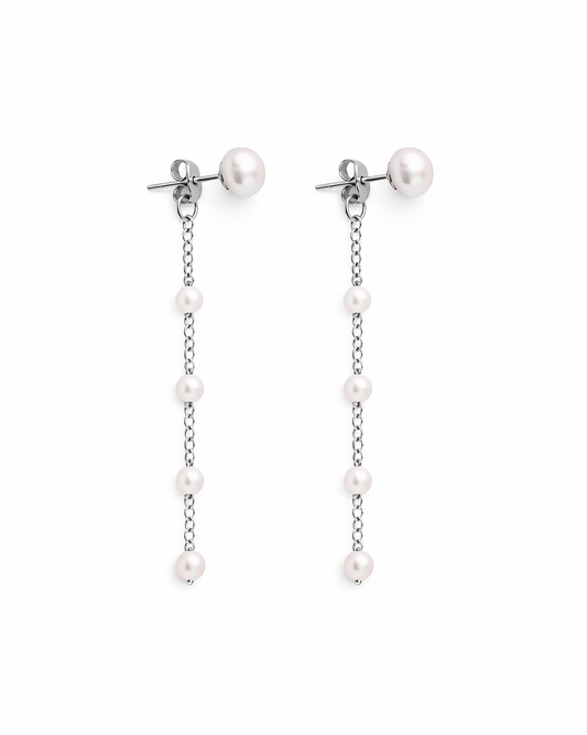 Dangle Pearl Ear Jacket Silver