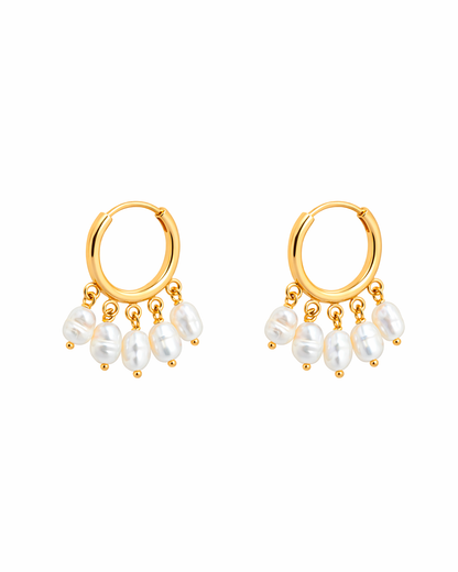 Five Pearl Hoops Gold