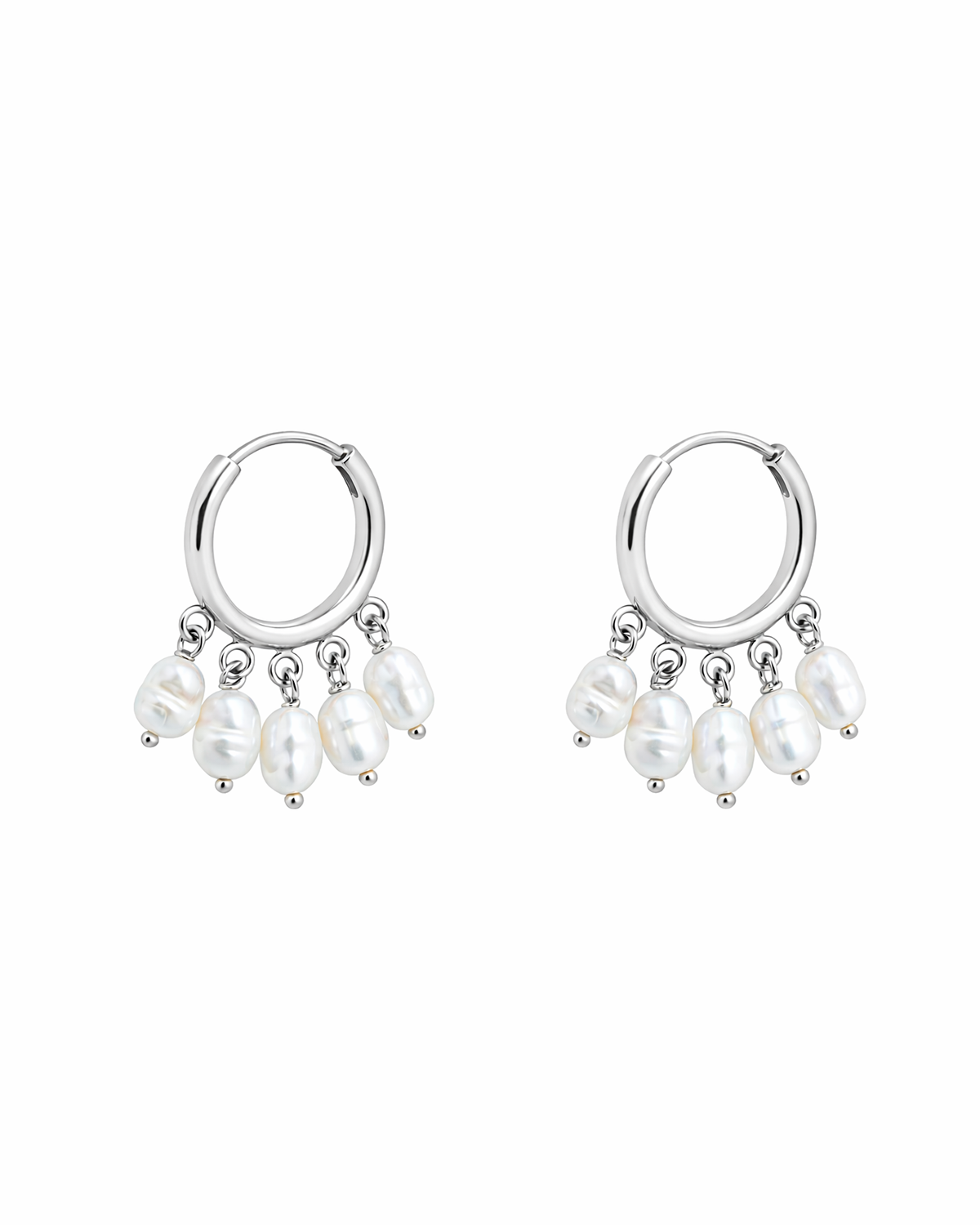 Five Pearl Hoops Silber