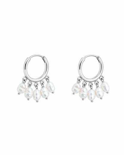 Five Pearl Hoops Silber