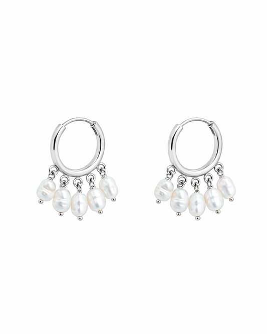 Five Pearl Hoops Silber