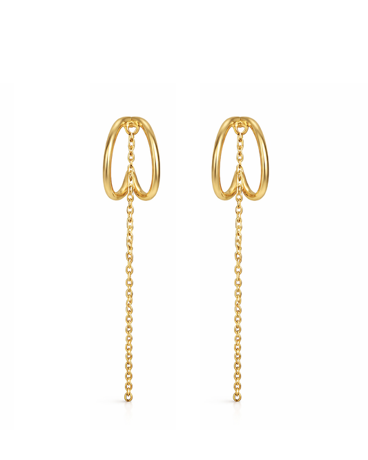 Double Chain Hoops Gold