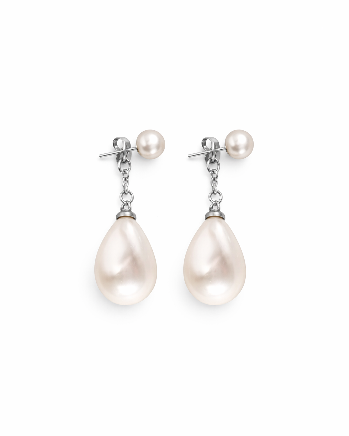 Drop Pearl Ear Jacket Argent