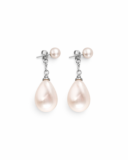 Drop Pearl Ear Jacket Argent