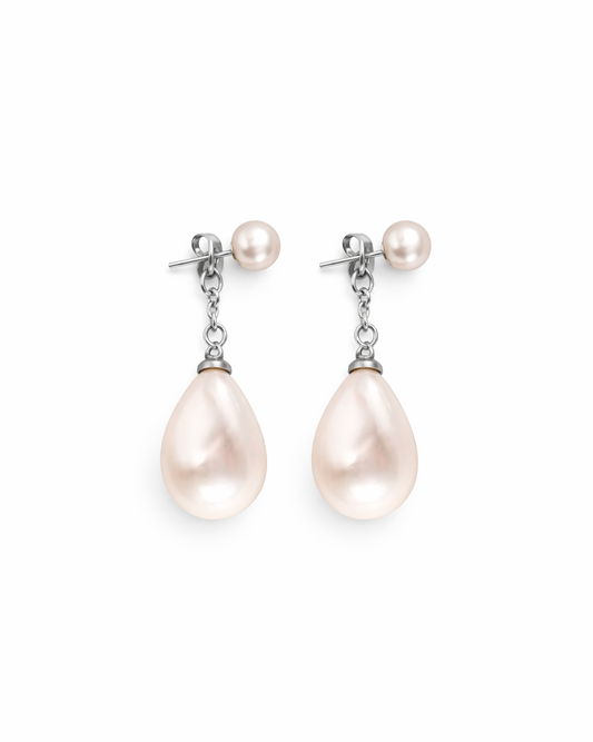 Drop Pearl Ear Jacket Silver