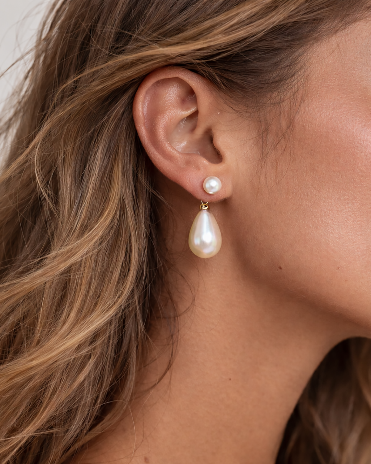 Drop Pearl Ear Jacket Gold