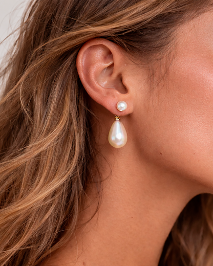Drop Pearl Ear Jacket Gold