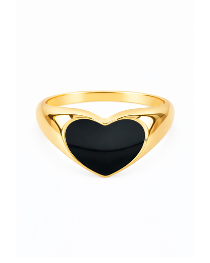 Black Heart Signet Gold