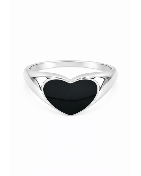 Black Heart Signet Silber
