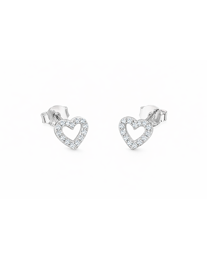 Cz heart silver