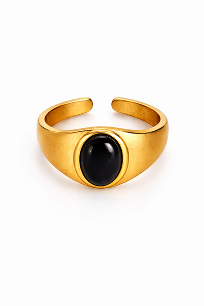 Black Obsidian Gold Ring