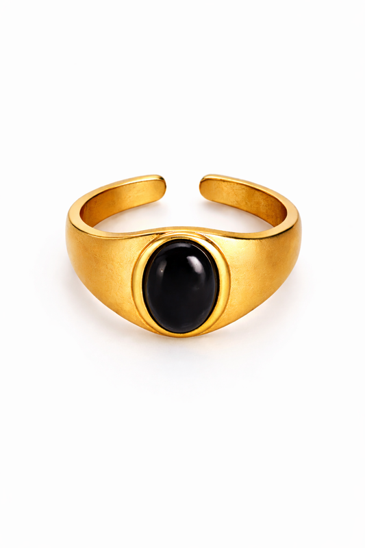 Black Obsidian Gold Ring