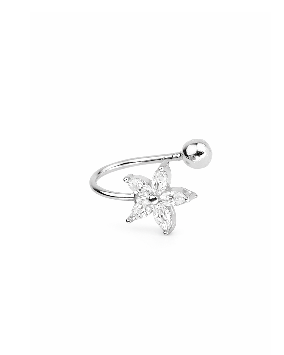 Flower ear cuff silber